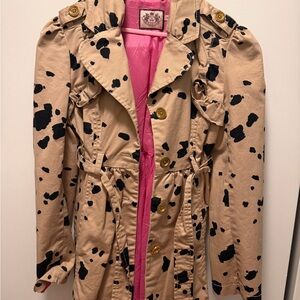 Juicy Couture Kids Trench Coat in cow print. Size 10